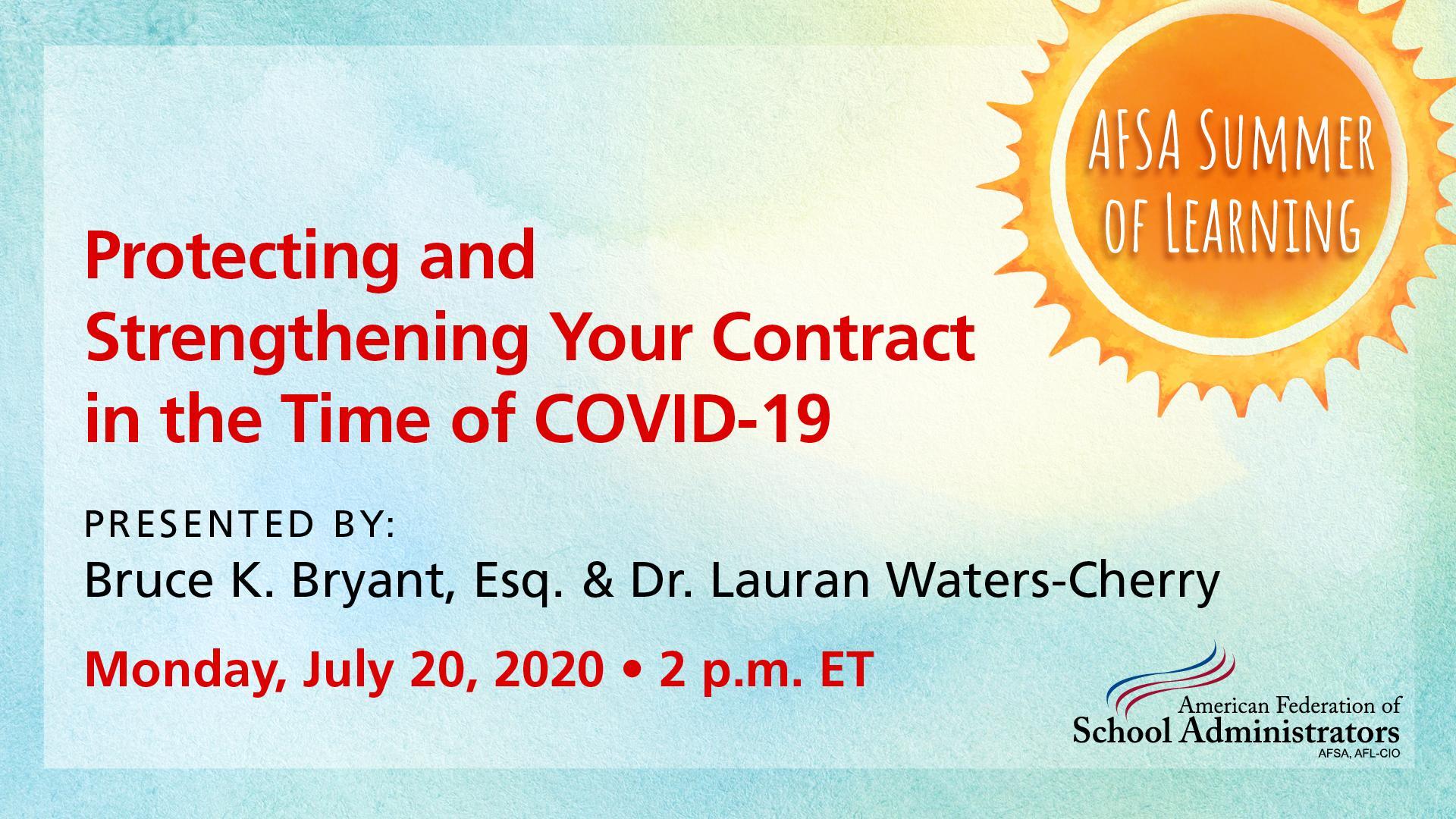 AFSA Summer of Learning: Protecting and Strengthening Your Contract in the Time of COVID